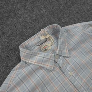 Faherty Shirt Mens Large Blue Plaid Short Sleeve Stretch Casual Summer Beach